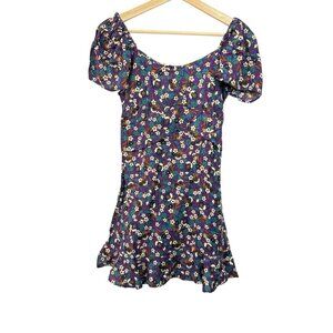 BAND OF THE FREE Floral Short Sleeve Mini Dress Size Medium Boho Cottage NWT